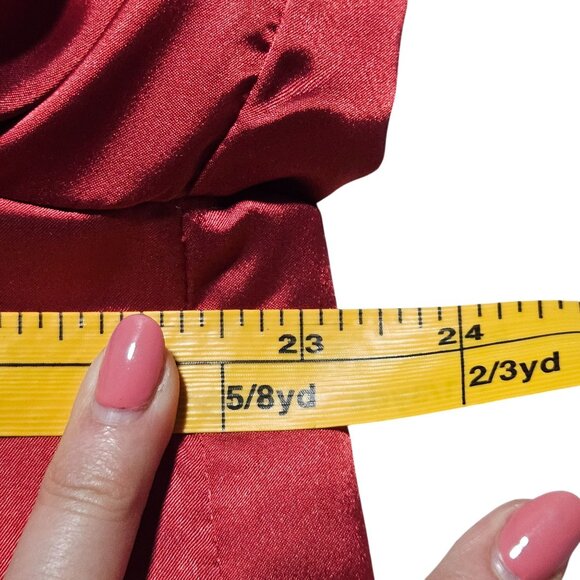 Prophecy Women’s Red Satin Blouse XL Quiet Luxury, Fall Layers, Dark Academia - Picture 6 of 9